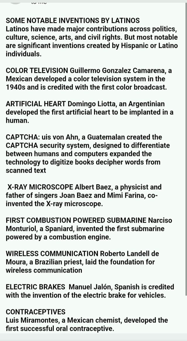 SOME NOTABLE INVENTIONS BY LATINOS Latinos have made major ...