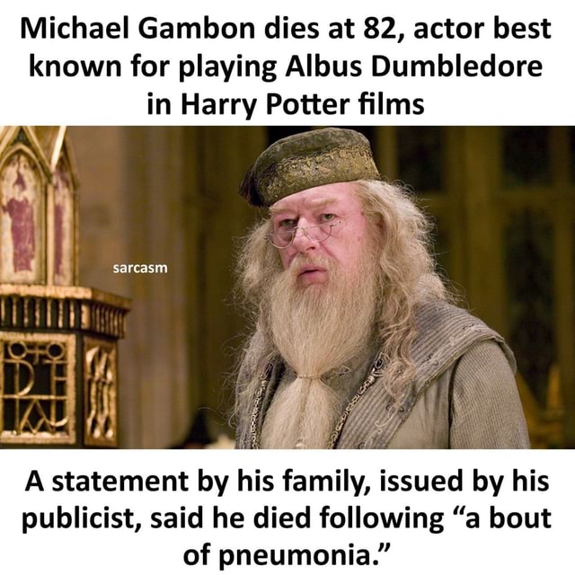 Dumbledore Rip Harry Potter actor Sir Michael Gambon dies aged 82. RIP. #sarcasm # ...