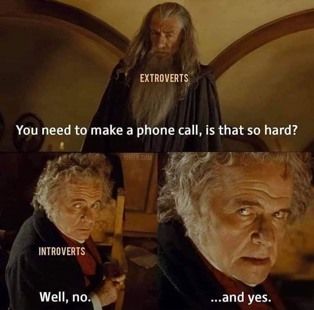 Introvert Phone Call EXTROVERTS You need to make a phone call, is that so hard? INTROVERTS ...