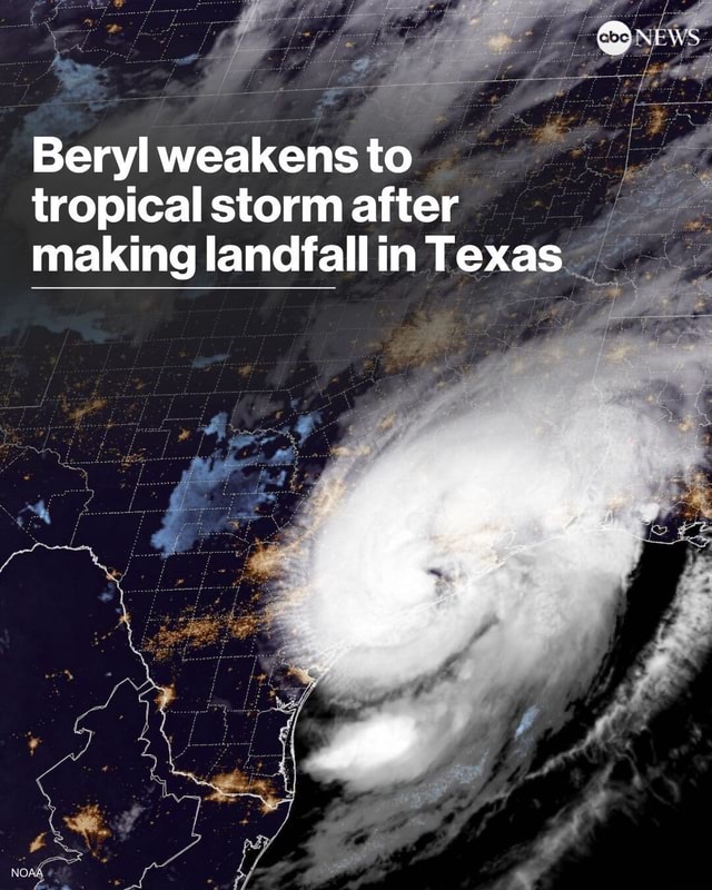 LATEST: Beryl weakened to a tropical storm late Monday morning after ...