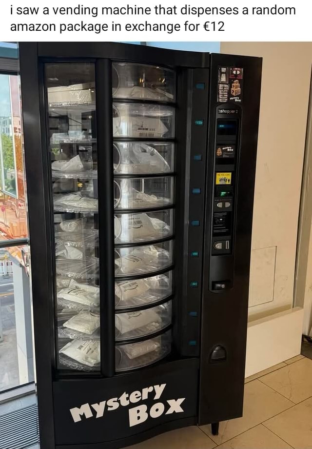Random Vending Machine Saw a vending machine that dispenses a random amazon package in ...