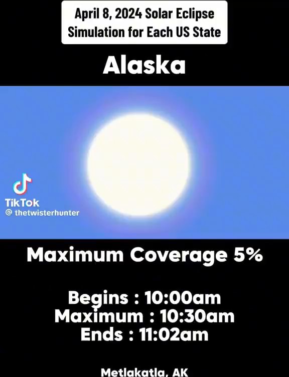 April 8, 2024 Solar Eclipse Simulation for Each US State Alaska TikTok ...
